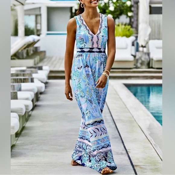 Lilly Pulitzer McKinley Maxi Dress Blue Peri NWT - Picture 1 of 8
